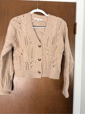 NakedCashmere Cropped Cable-Knit Cardigan - Beige